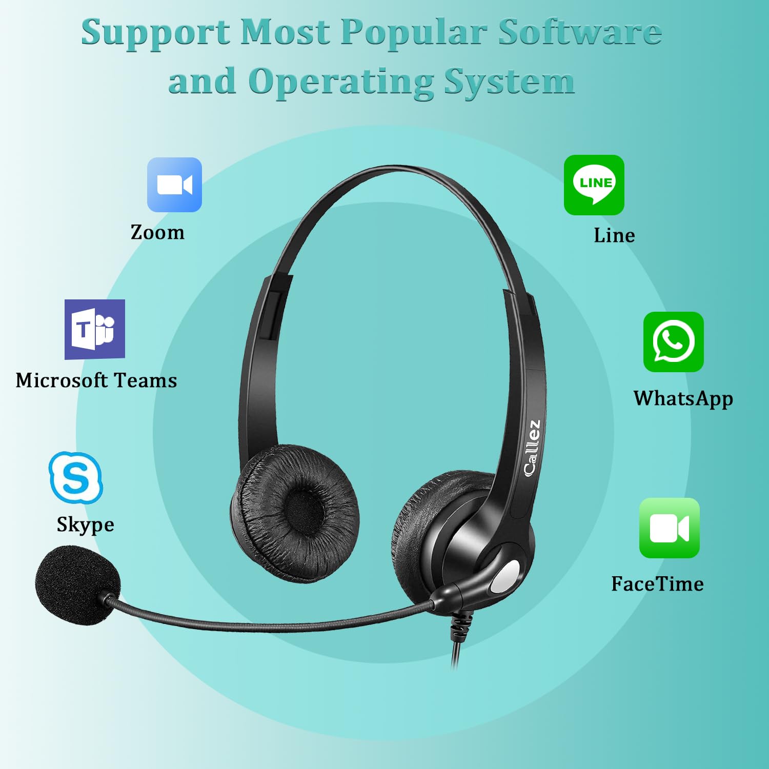 Callez 3.5Mm Headset With Microphone Noise Cancelling For Cell Phone Pc Laptop, Stereo Computer Headphones For Iphone Samsung Mac Call Center Office Skype, In Line Control, Clear Chat