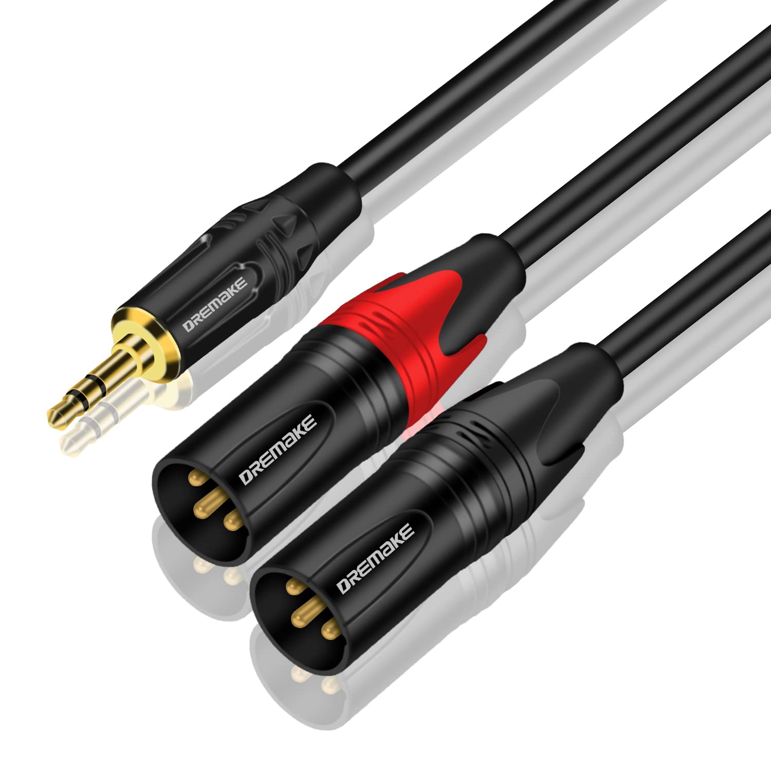 Dremake Trs 3.5Mm 1/8'' Male To Dual Xlr 3 Pin Male Audio Breakout Cable, 6Ft 3.5Mm 1/8 Inch To Dual Xlr Male Adapter Interconne