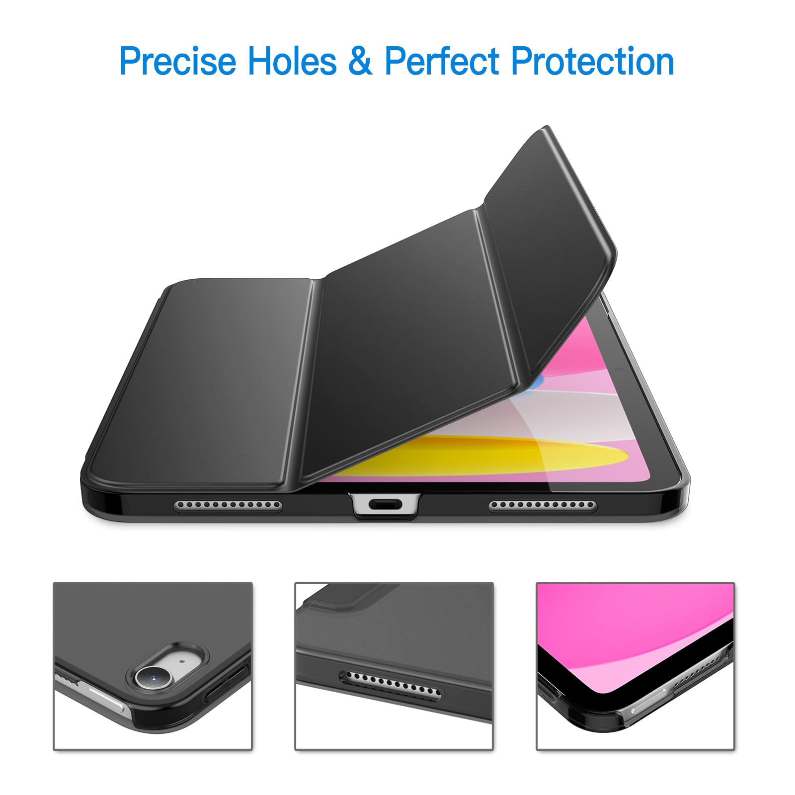 Jetech Case For Ipad (A16) 11Th/10Th Generation (2025/2022), Slim Stand Hard Back Shell Cover With Auto Wake/Sleep (Black)