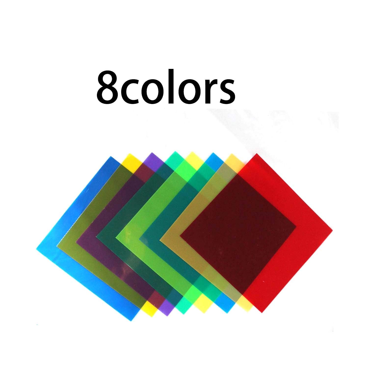 16 Pack Colored Overlays Transparency Color Film Plastic Sheets Correction Gel Light Filter Sheet,20 By 20Cm,8 Assorted Colors
