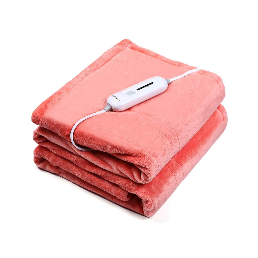 Wapaneus Foot Pocket Heated Blanket Electric Throw With 3 Heating Levels And Auto Shut Off, Flannel Fast Heating Heated Throw 50