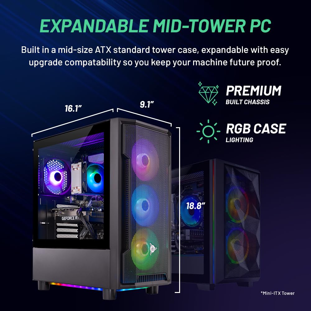 Skytech Gaming Shadow Gaming Pc Desktop - Amd Ryzen 5 5600X 3.7 Ghz, Nvidia Rtx 4060, 1Tb Nvme Ssd, 16Gb Ddr4 Ram 3200, 600W Gol