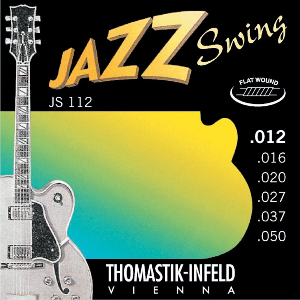 Thomastik Jazz Swing Series Guitar 6 String Pure Nickel Flat Wounds E, B, G, D, A, E Set (Js112)