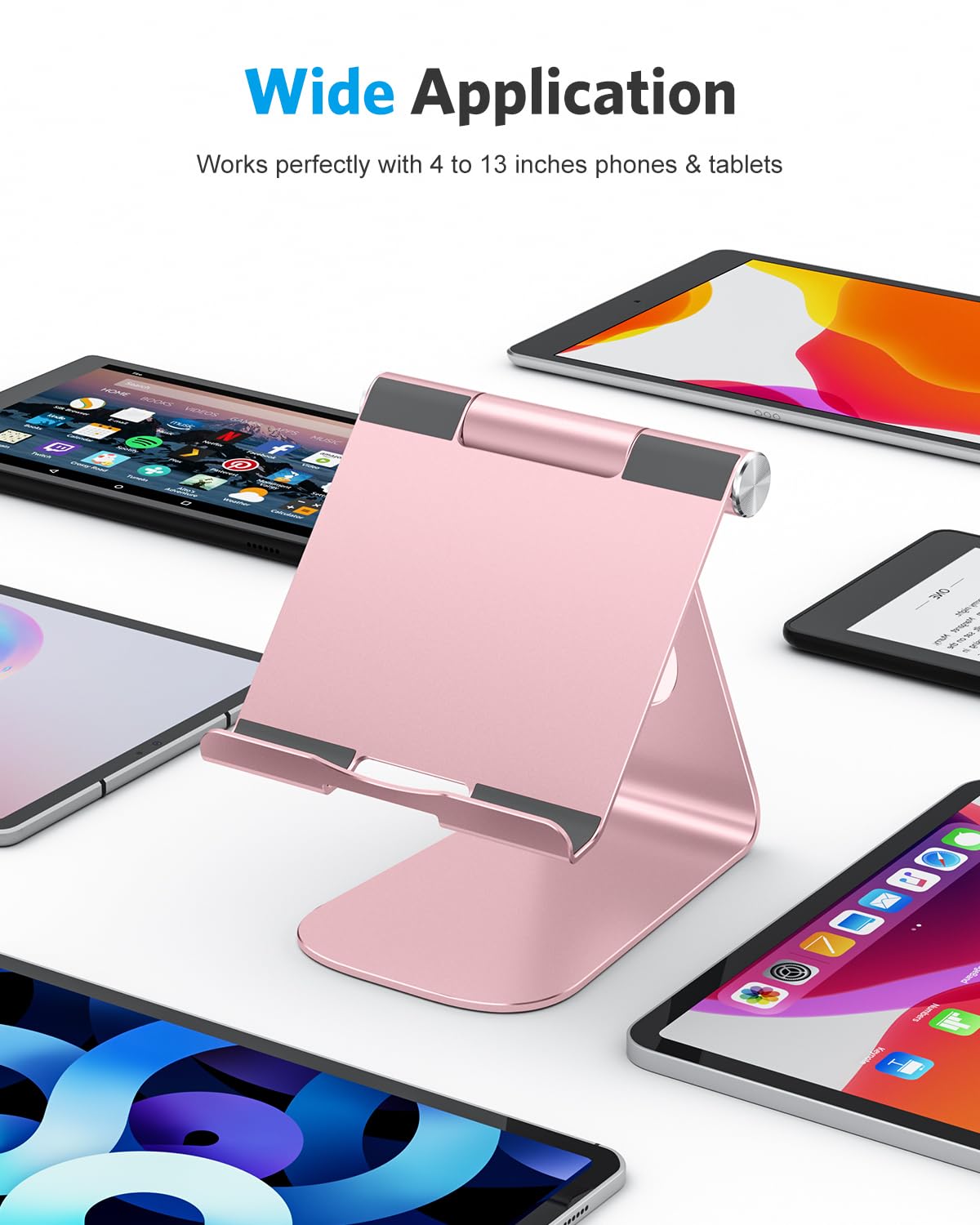 Omoton Tablet Stand Holder Adjustable, T1 Desktop Aluminum Tablet Dock Cradle Compatible With Ipad Air/Mini, Ipad 10.2/9.7, Ipad Pro 11/12.9, Samsung Tab And More, Rose Gold