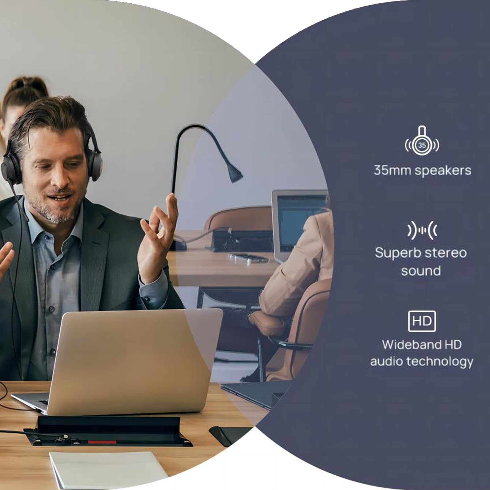 Yealink Uh37 Professional Usb Headset With Microphone For Pc Laptop Noise Cancelling & Volume Control Voip Skype Teams Online Co