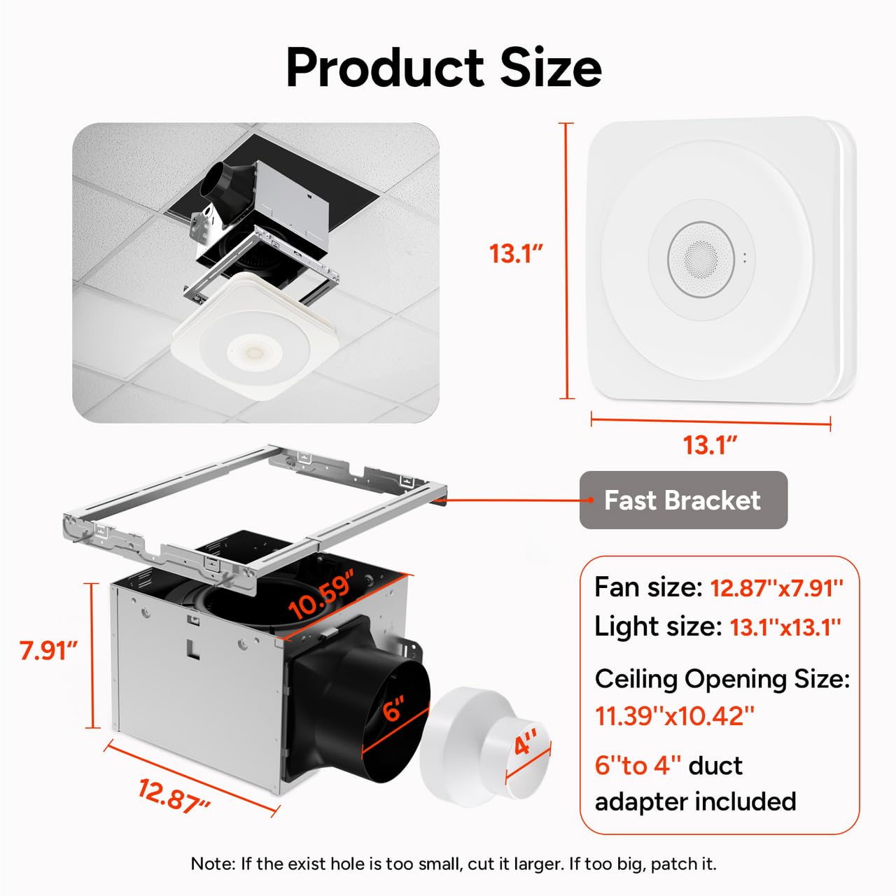 Orein 4-In-1 Matter Smart Bathroom Exhaust Fan With Bluetooth Speaker, Led Light & Humidity Sensor, 110/160 Cfm, Alexa/App/Remot