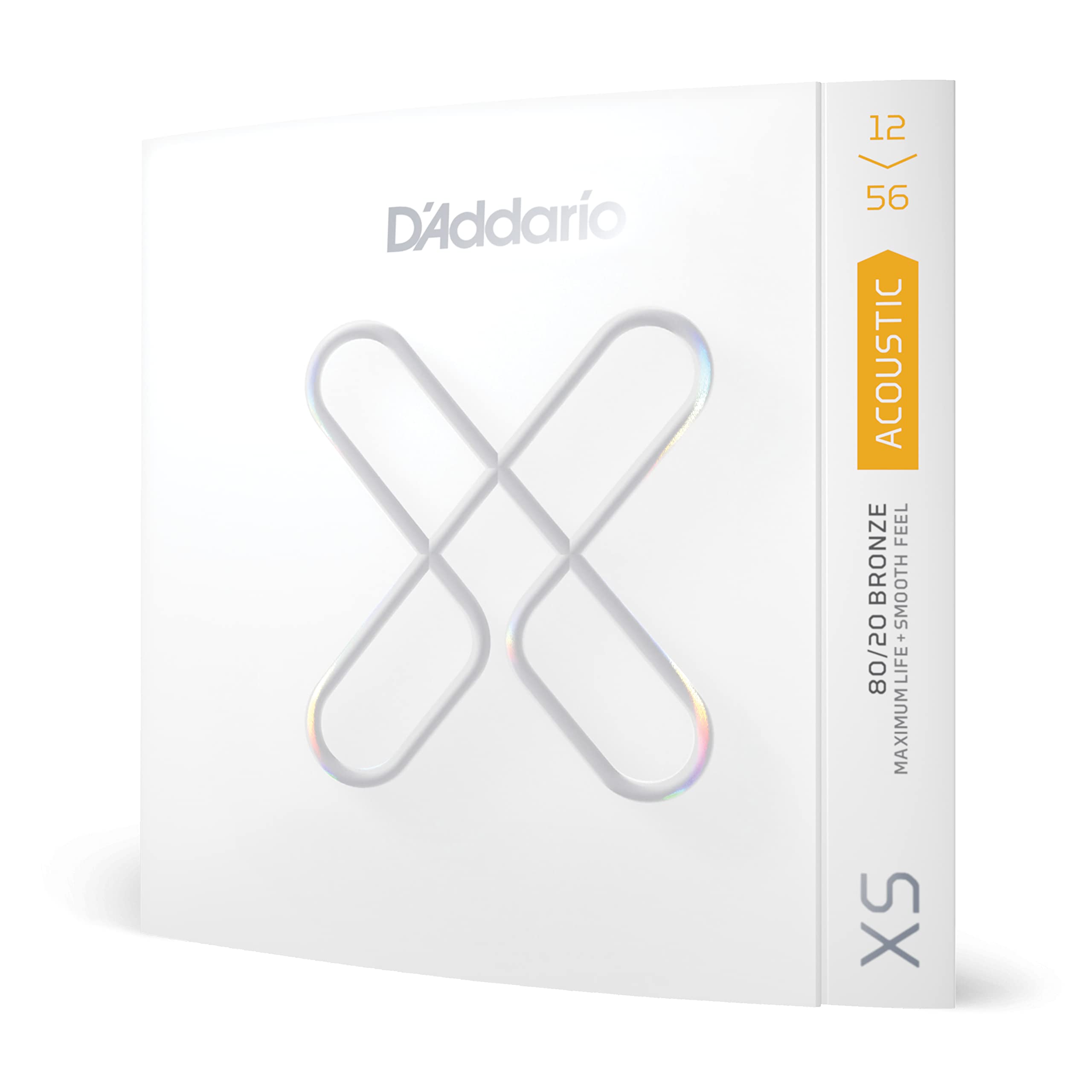 D'Addario Acoustic Guitar Strings, Xs 80/20 Bronze Coated, Xsabr1256, Light Top/Medium Bottom Gauge 12 56, 6 String Set, Pack Of