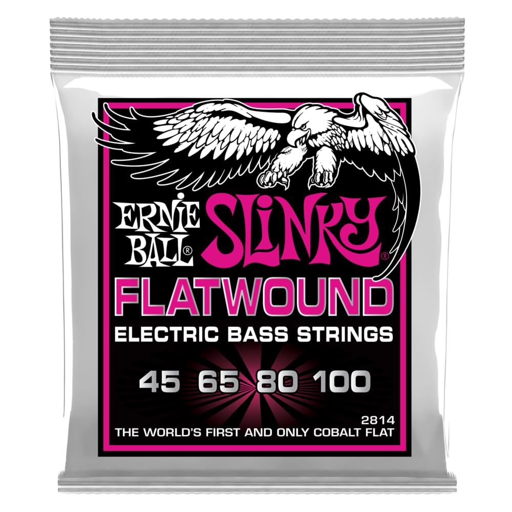 Super Slinky Cobalt Flatwound Electric Bass Strings 45 100 Gauge