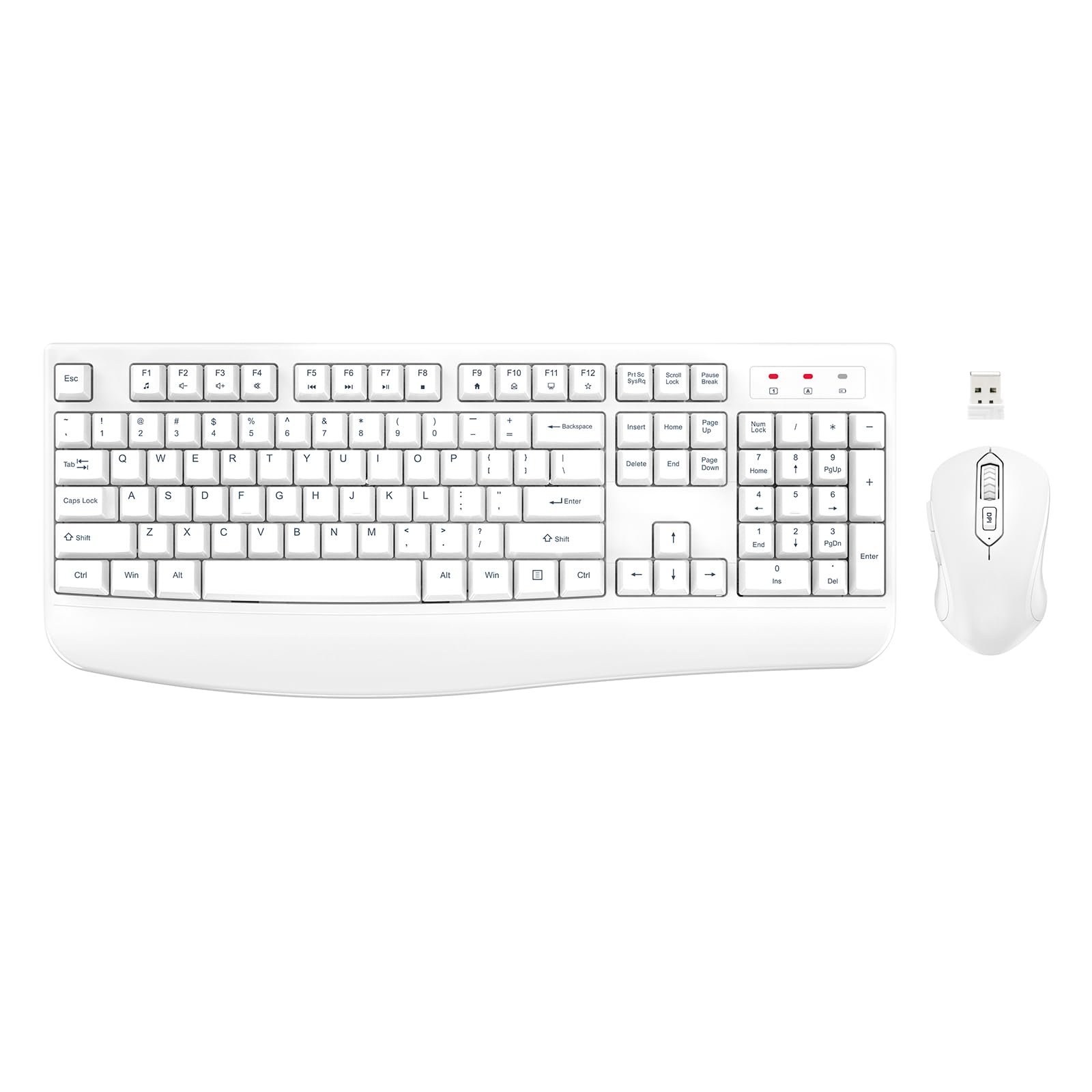 Wireless Keyboard And Mouse Combo, Edjo Full Sized Ergonomic Computer Keyboard With Wrist Rest And 3 Level Dpi Adjustable Wirele