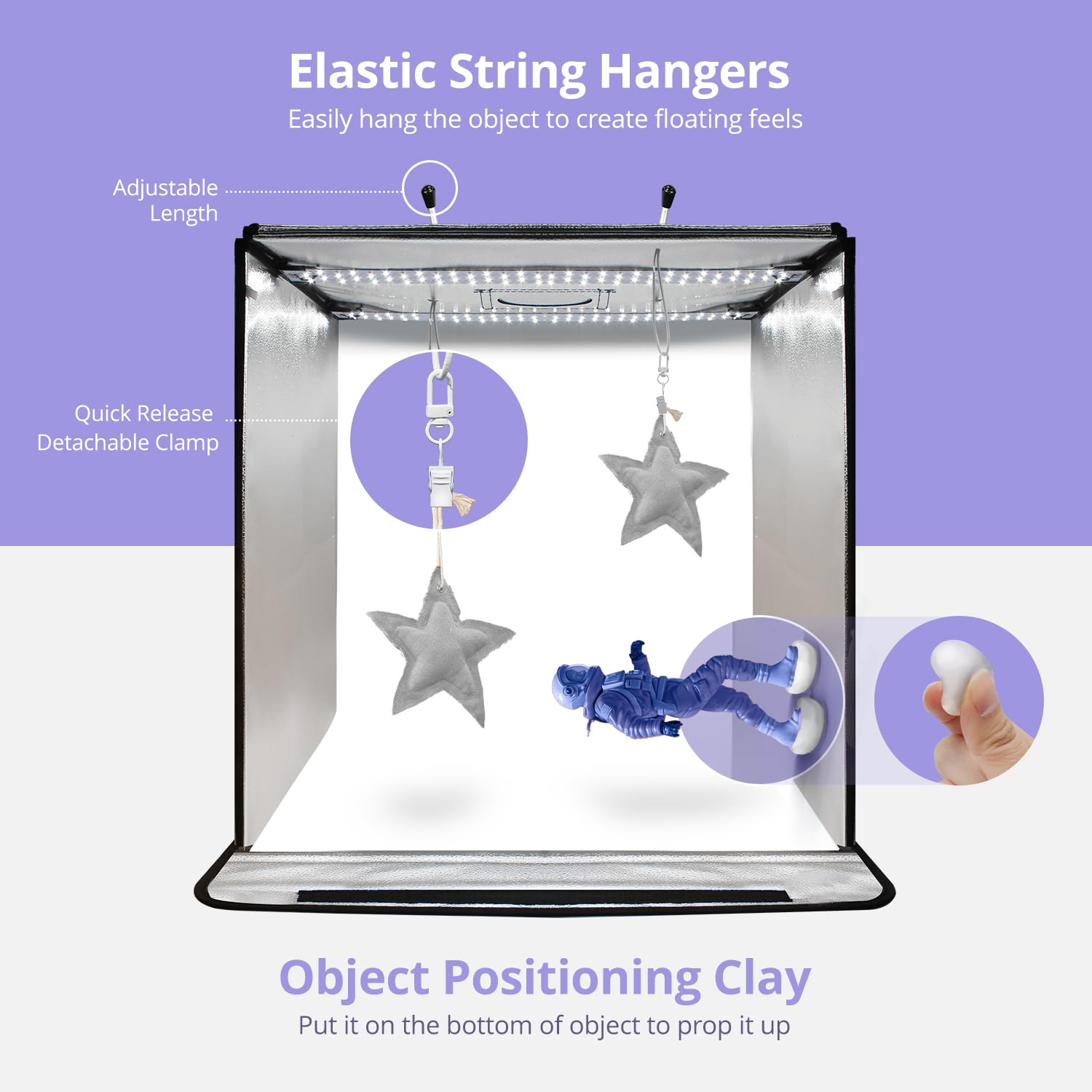 Limostudio 24 X 24 Inch (New Model) Led Light Box Photo Shooting Tents, 120 Led > 4000 Lumen, Cri > 95, Elastic Ceiling String C