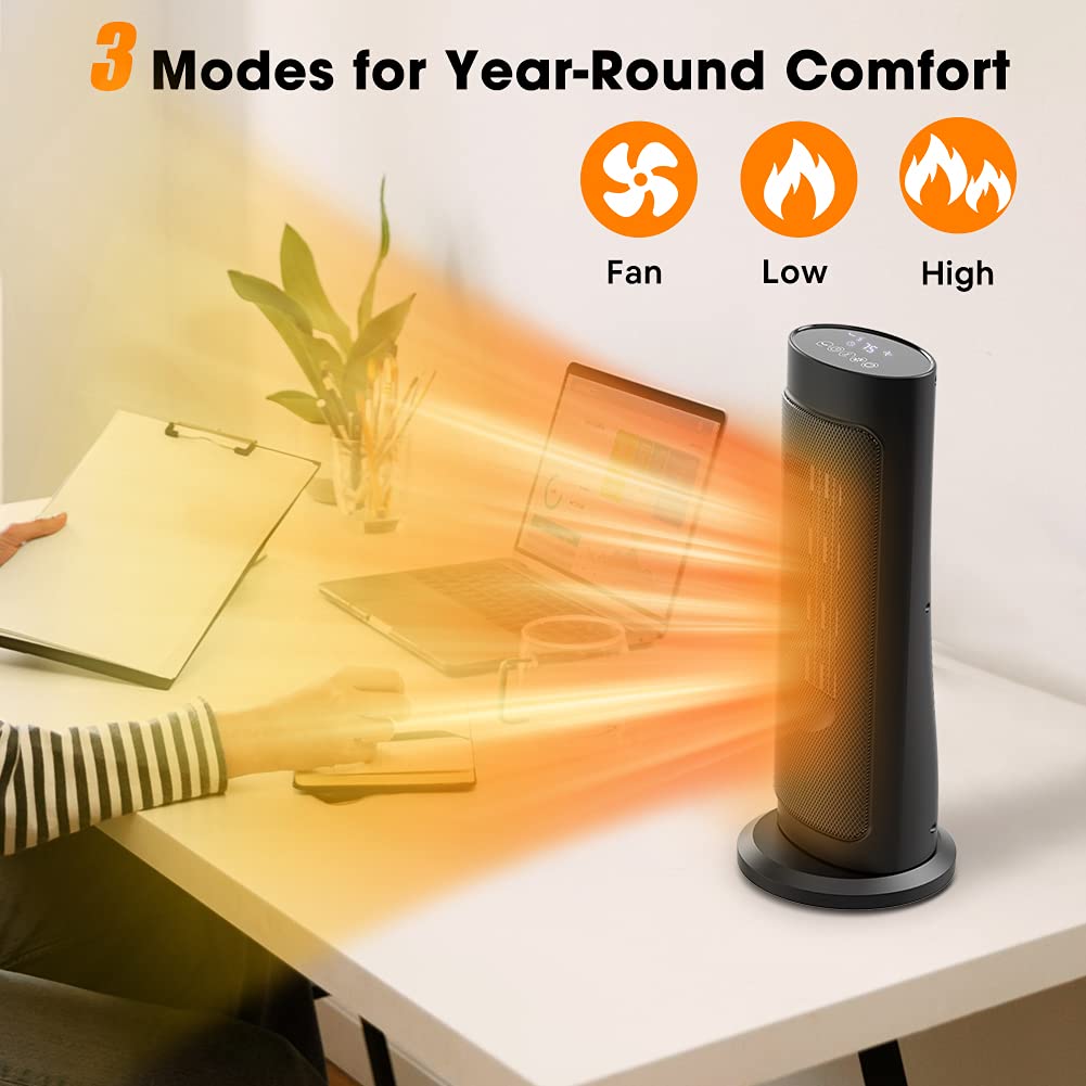 Space Heater For Indoor Use, Lifeplus 50 Oscillating Portable Electric Heater With Thermostat, Ceramic Heater With Remote Contro