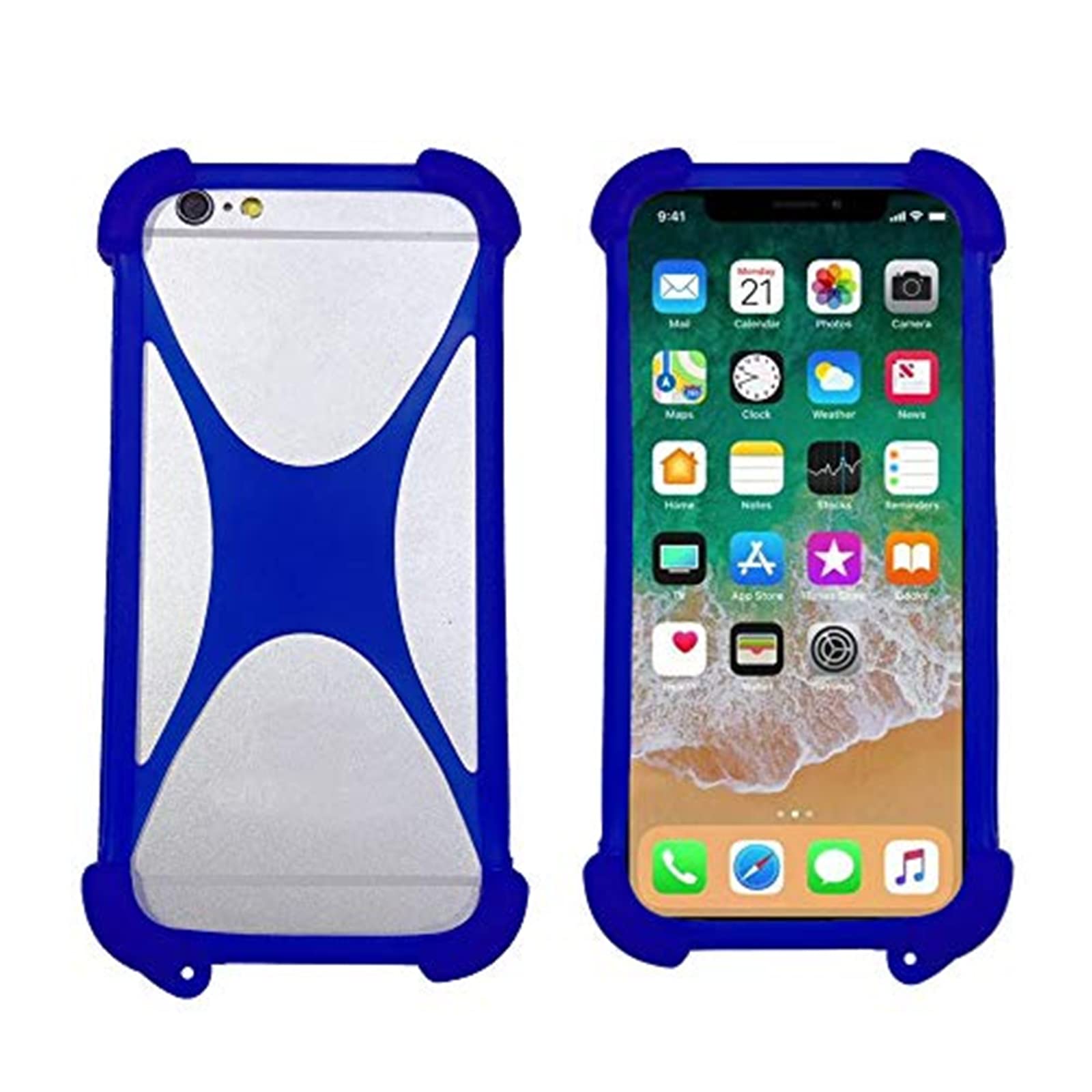 Zittop Universal Smart Phone Bumper Case Elastic Soft Silicone Cover For 5.2'' Phones Size 4'' To 6.5'' Inch Case (Blue)