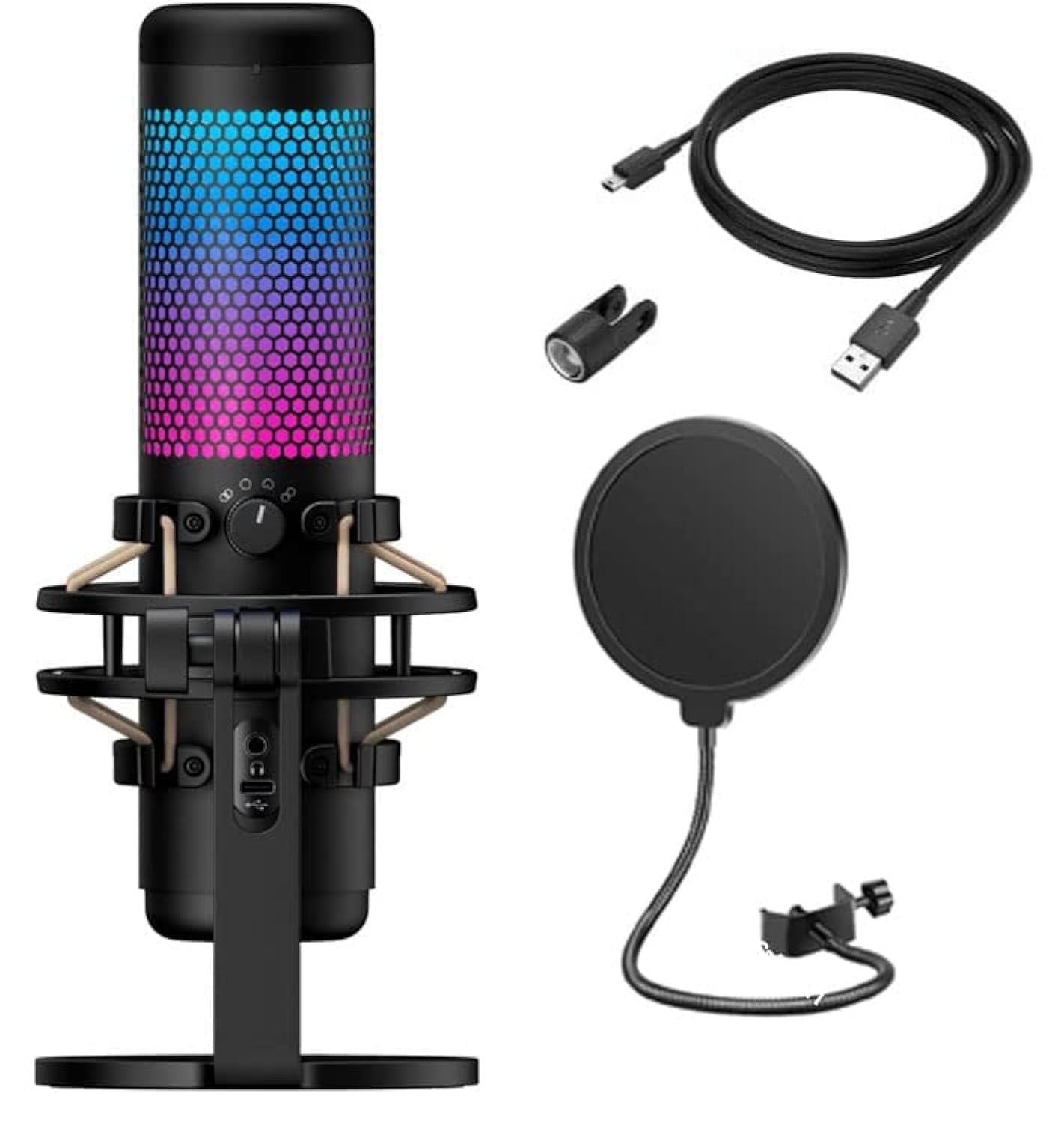 HyperX Newest QuadCast S - RGB USB Condenser Microphone for PC, PS4, Mac, Gaming, Streaming, Podcasts, Twitch, YouTube with Gall