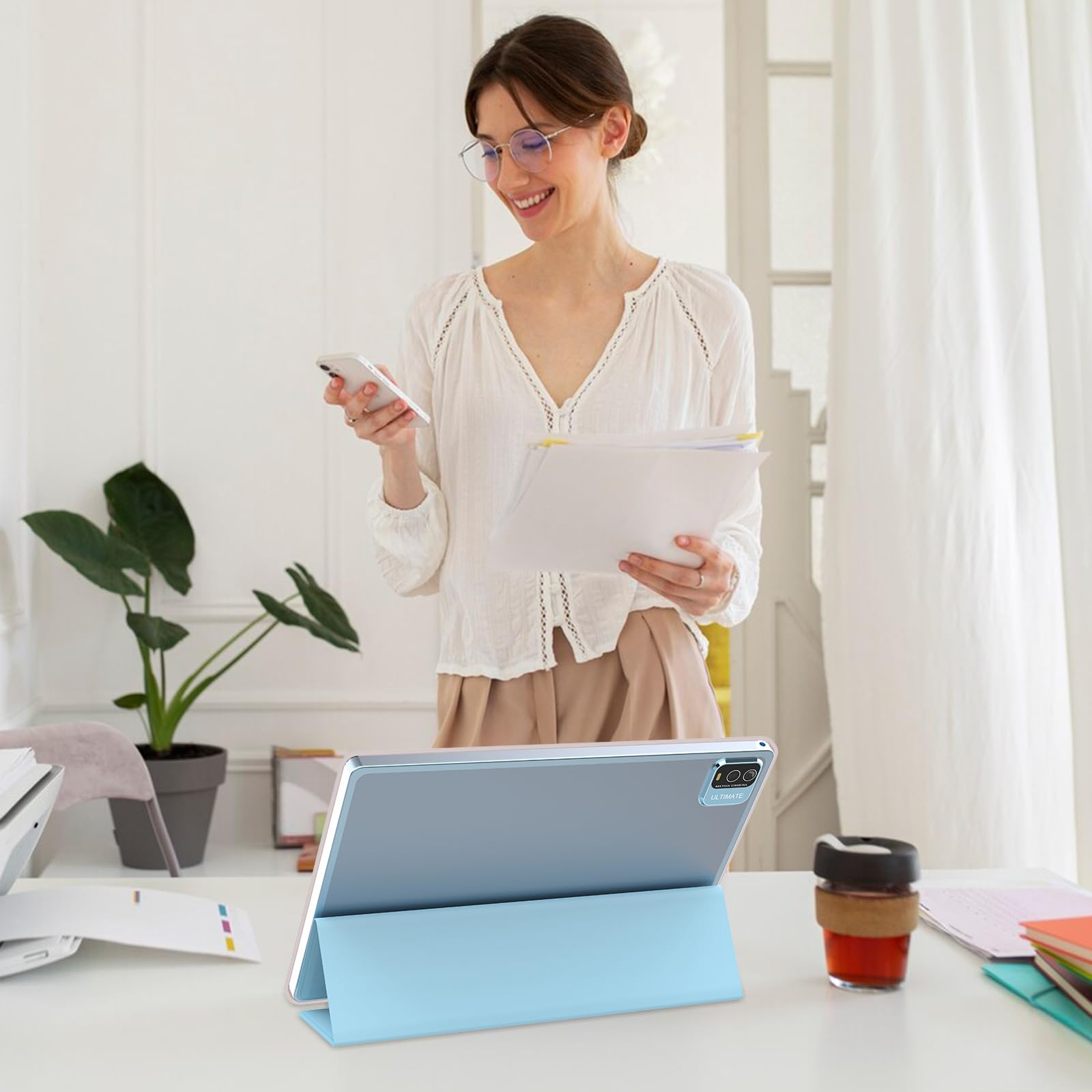 Android 13 Tablet With Keyboard, 10.1 Inch 10Gb Ram+64Gb Rom 2024 Newest 2 In 1 Tablets With Case Mouse Stylus, 1.8Ghz Quad Core