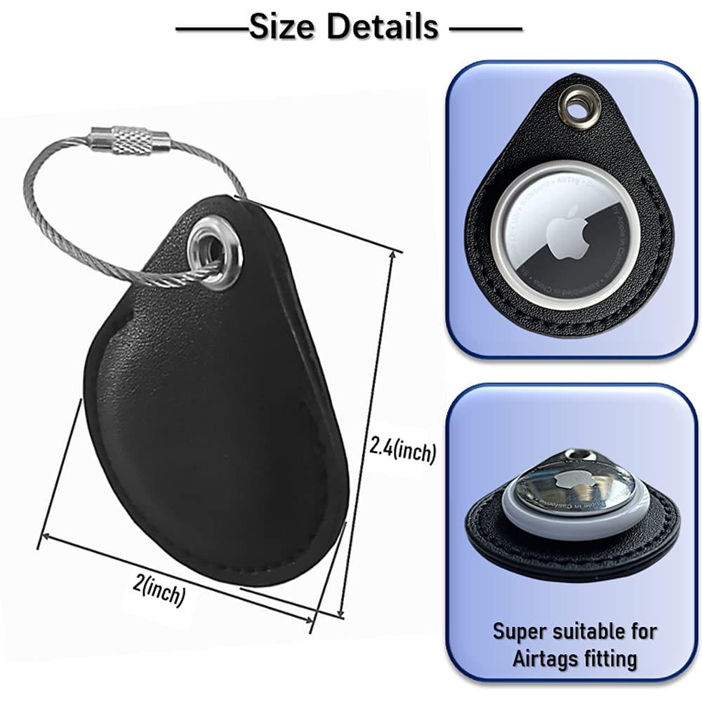Leather Case For Airtags As Accessories With Keychain To Connect Apple Tracker/Locator, Full Surround Airtag Holder Sleeve To Pr