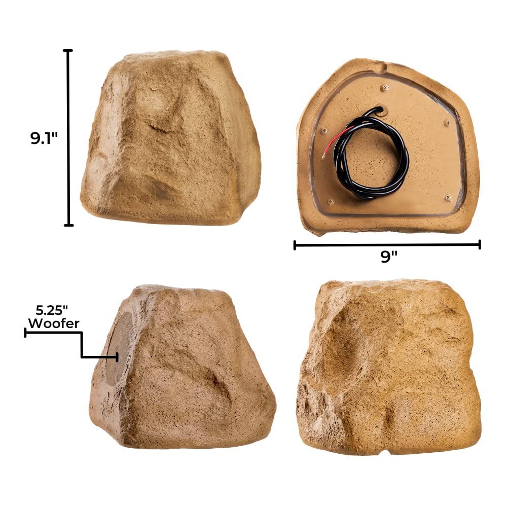 OSD Audio 5.25' Wireless Bluetooth Outdoor Rock Speaker 120W � Weather Resistant, Sandstone Canyon Brown   BTR 150