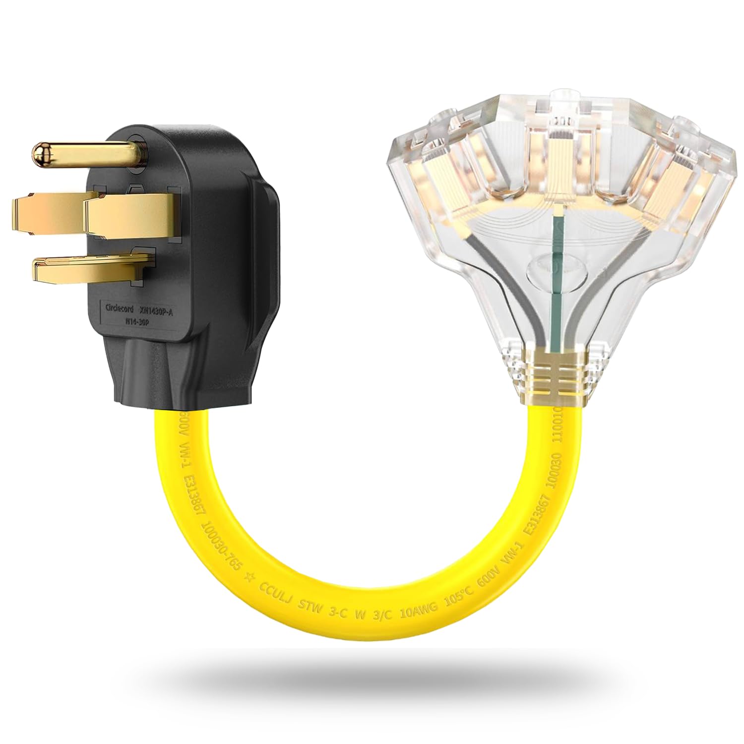 Lavandino 4 Prong Dryer Adapter 30 Amp To 110V/125V, Nema 14 30P To 5 15R/5 20R Household Tri Outlets Power Converter