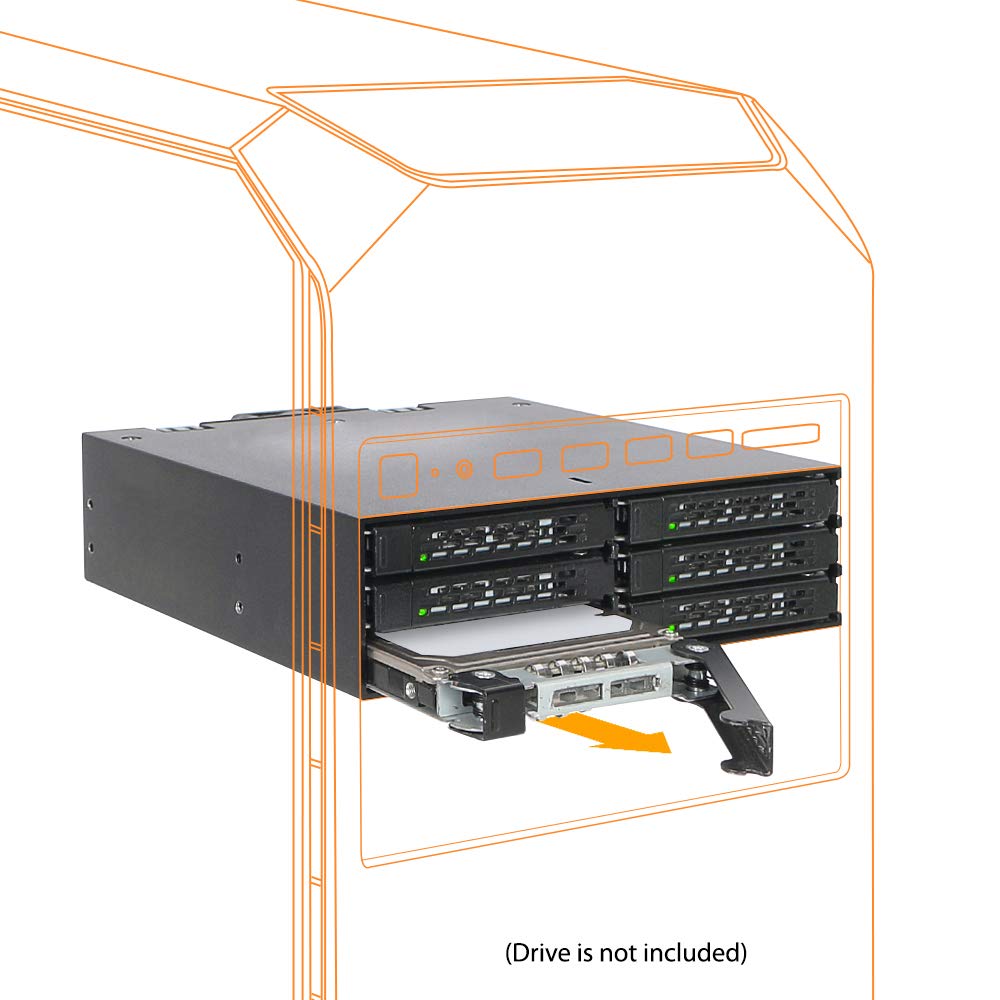 ICY DOCK Full Metal 6 x 2.5 SAS/SATA HDD/SSD Mobile Rack Enclosure for 5.25' Bay | ToughArmor MB996SP 6SB