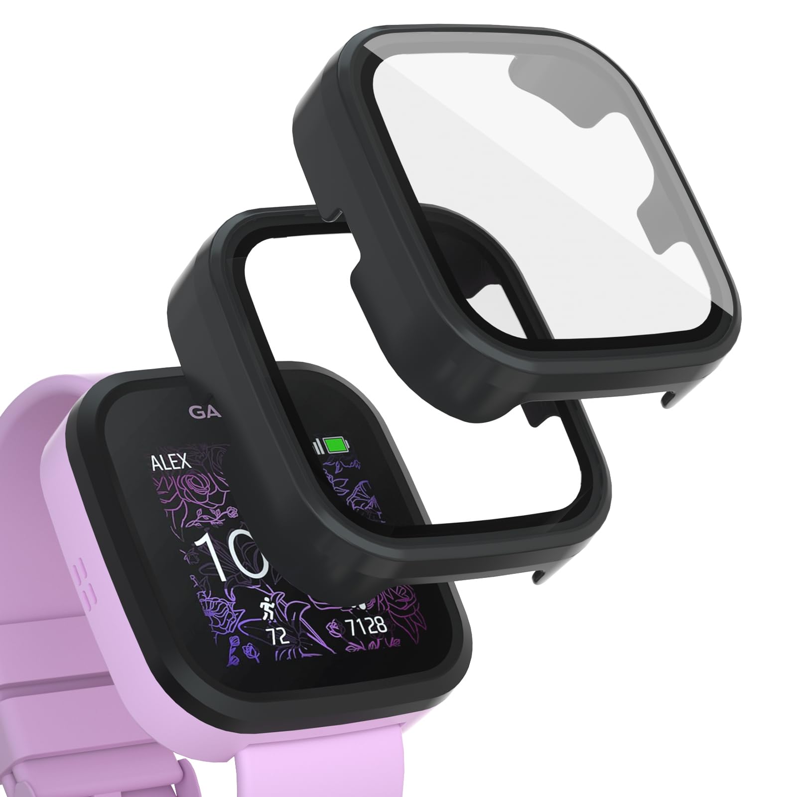 SimpleThings Compatible with Garmin Bounce Screen Protector, 2Pack Hard PC Cover with Tempered Glass Screen Protector for Garmin