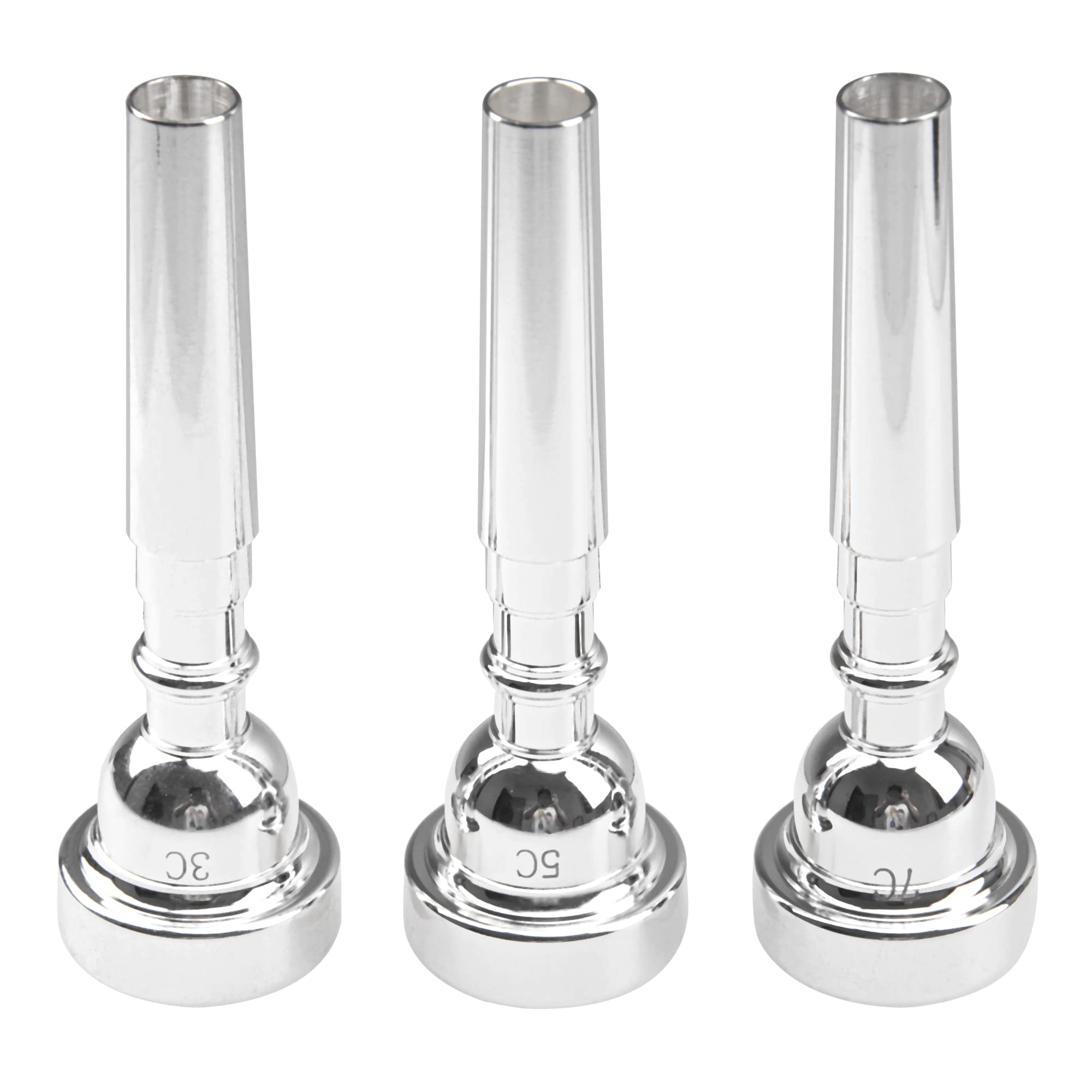 3Pcs Yootones Trumpet Mouthpiece 7C 5C 3C Trumpet Mouthpiece Set For Beginners And Professional Players (Silver)
