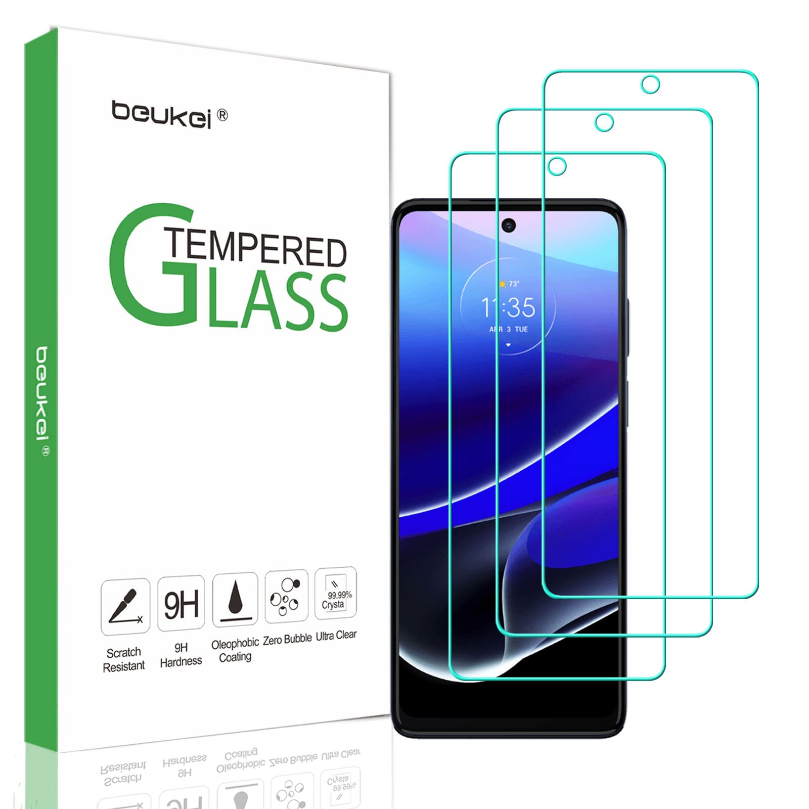 (3 Pack) Beukei Compatible For Motorola Moto G Stylus (2022) / Moto G Stylus 5G (2022) [Not Fit For 2021/2020 Version] Screen Protector Tempered Glass, (6.8 Inch)Touch Sensitive,Case Friendly, 9H Hardness