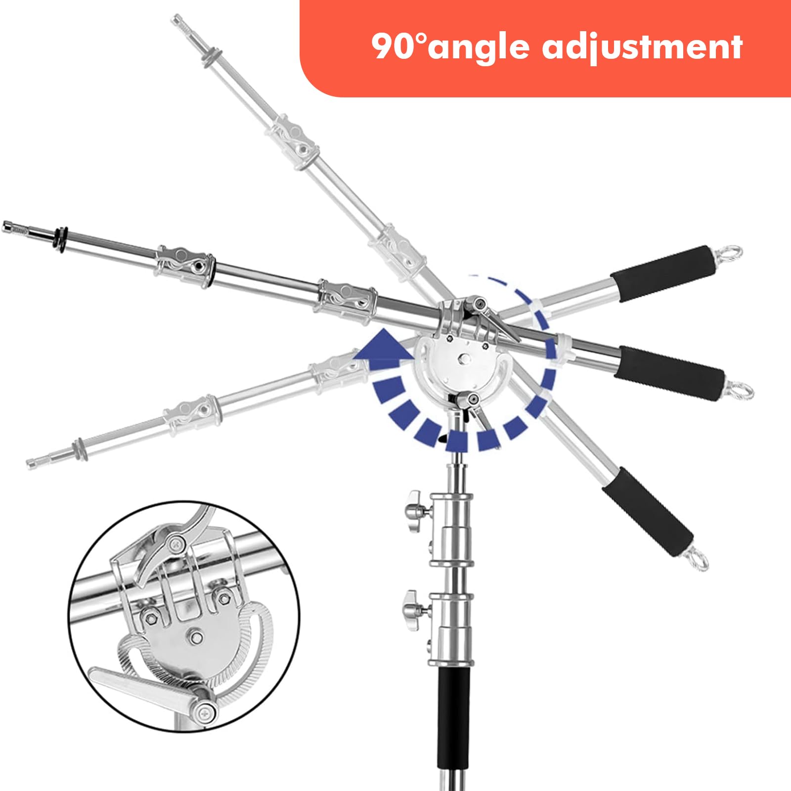 Pro Heavy Duty Extension Boom Arm Bar For Photography C Stand And Light Stand,Adjustable 42 97Inch Crossbar Holding Arm With San