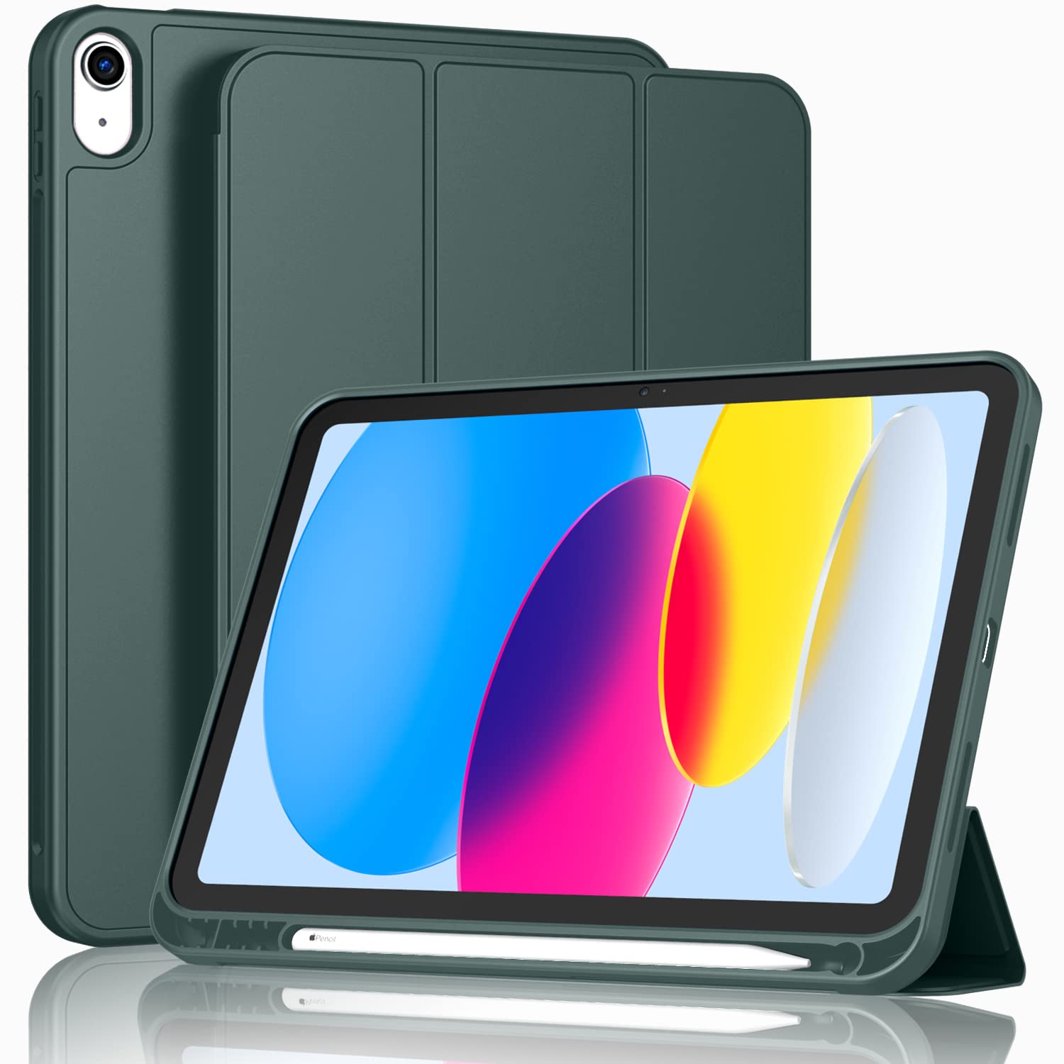 Imieet New Ipad (A16) 11Th Generation Case 11 Inch 2025, Ipad 10Th Generation Case 2022 10.9 Inch With Pencil Holder, Trifold Stand Smart Cover With Soft Tpu Back,Auto Wake/Sleep(Midnight Green)
