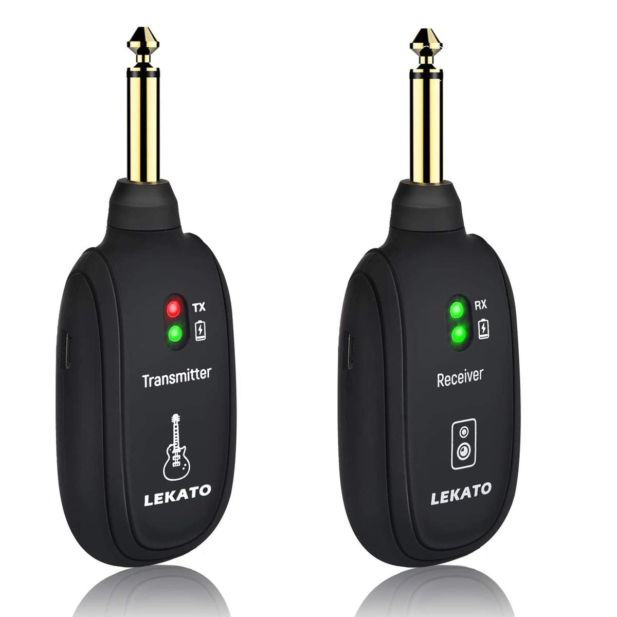 Lekato Wireless Guitar System Built In Rechargeable 4 Channels Wireless Guitar Transmitter Receiver For Electric Guitar Bass Vio