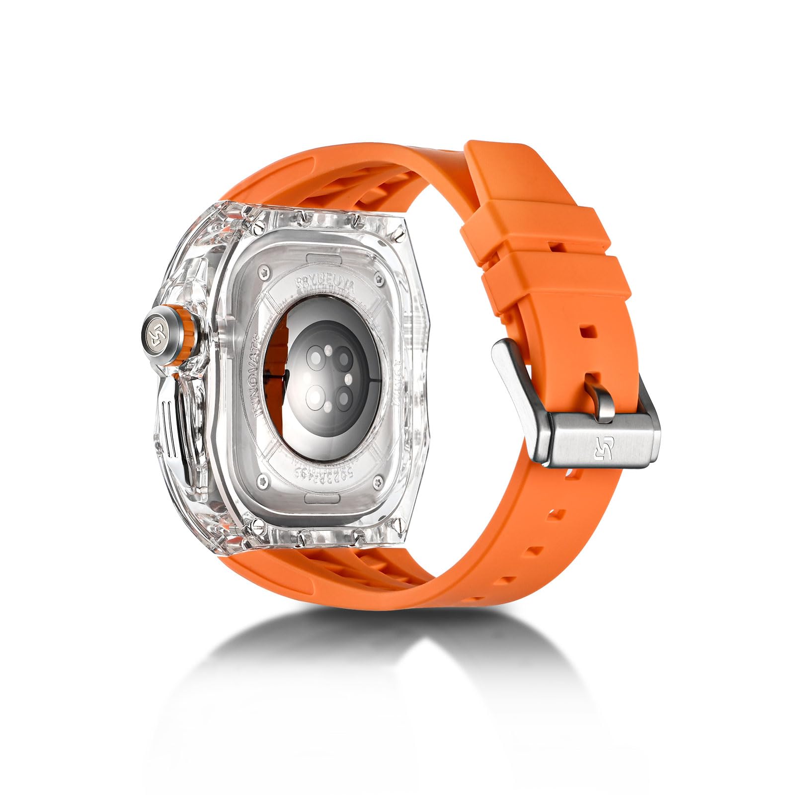 Ryueuya Translucent Designer Rugged Case And Band Compatible For Apple Watch Ultra 49Mm, Luxury Crystal Clear Military Protectiv