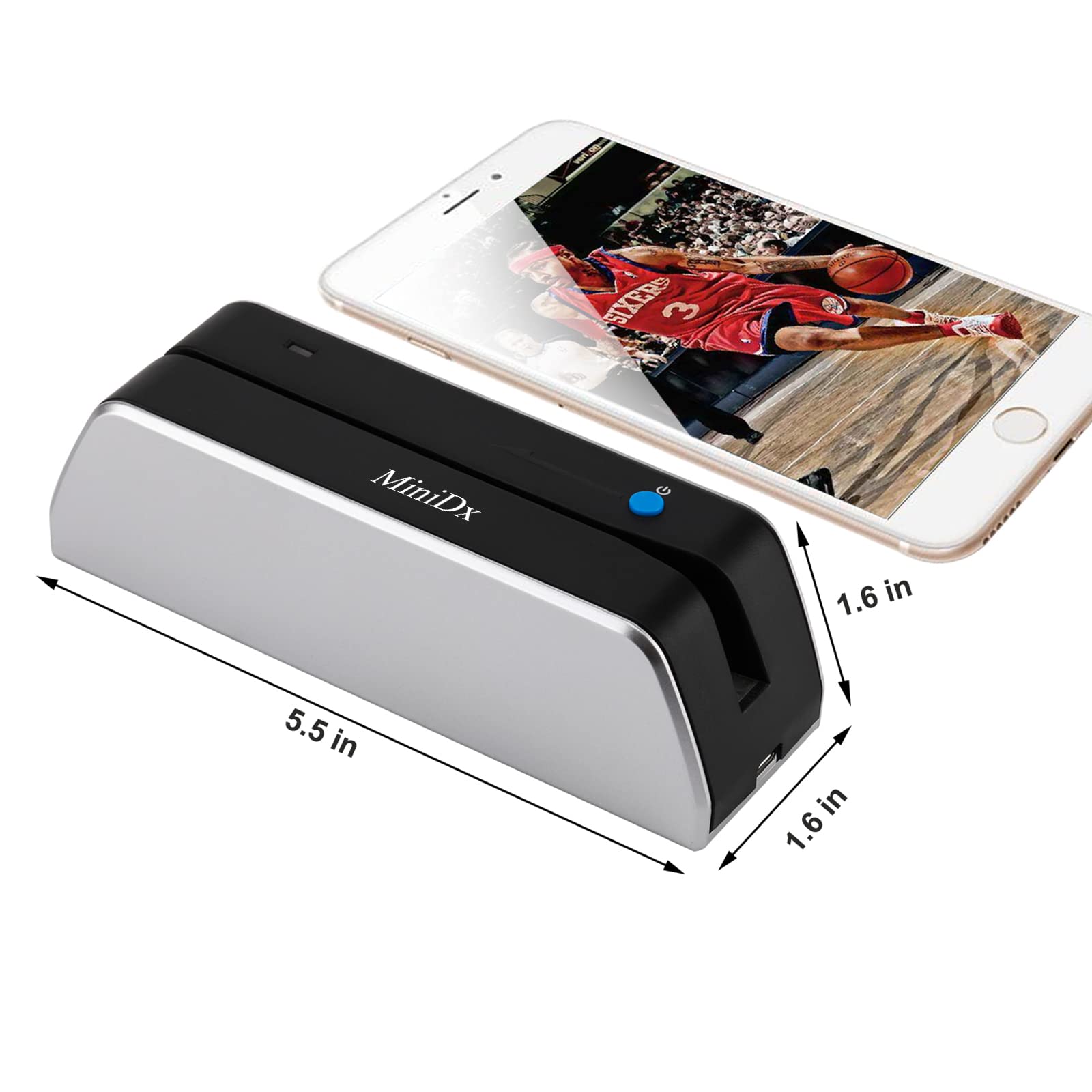 Mini Dx Card Reader MiniDX MSR X6 Bluetooth Magnetic Swipe Card Reader for Mobile/PC - Bla ...