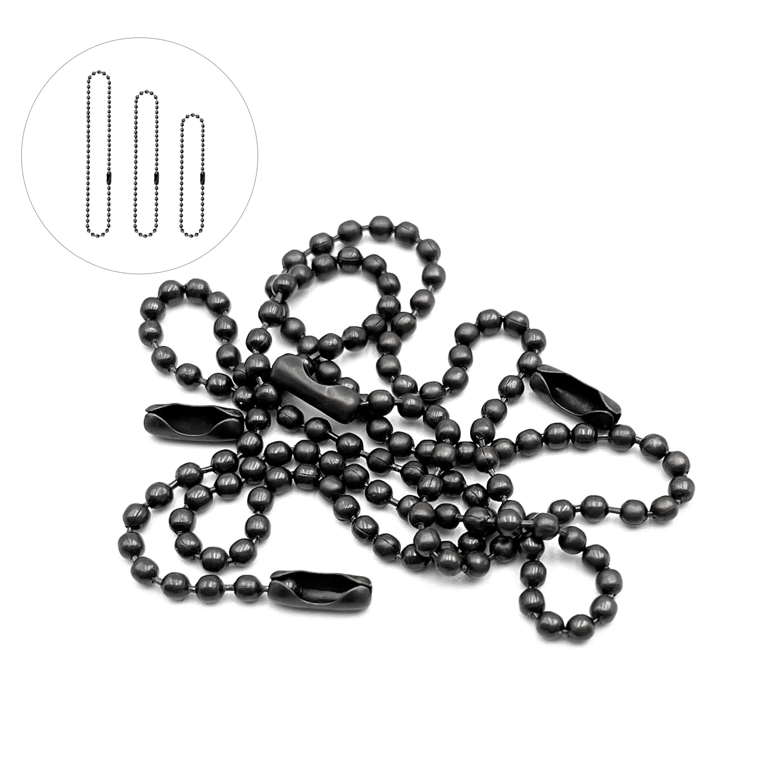 Ceiling Fan Pull Chain Extender, 12Feet 3Mm Diameter Beaded Ball Fan Light Extension Pull Chain With 10 Matching Connectors(Blac