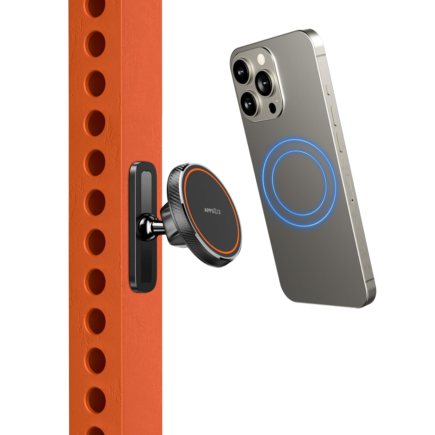 Apps2Car Magnetic Phone Holder For Gym, Alloy Base & Ball Joint, Attach To Metal Surfaces, Dual Magnetic Phone Mount For Magsafe