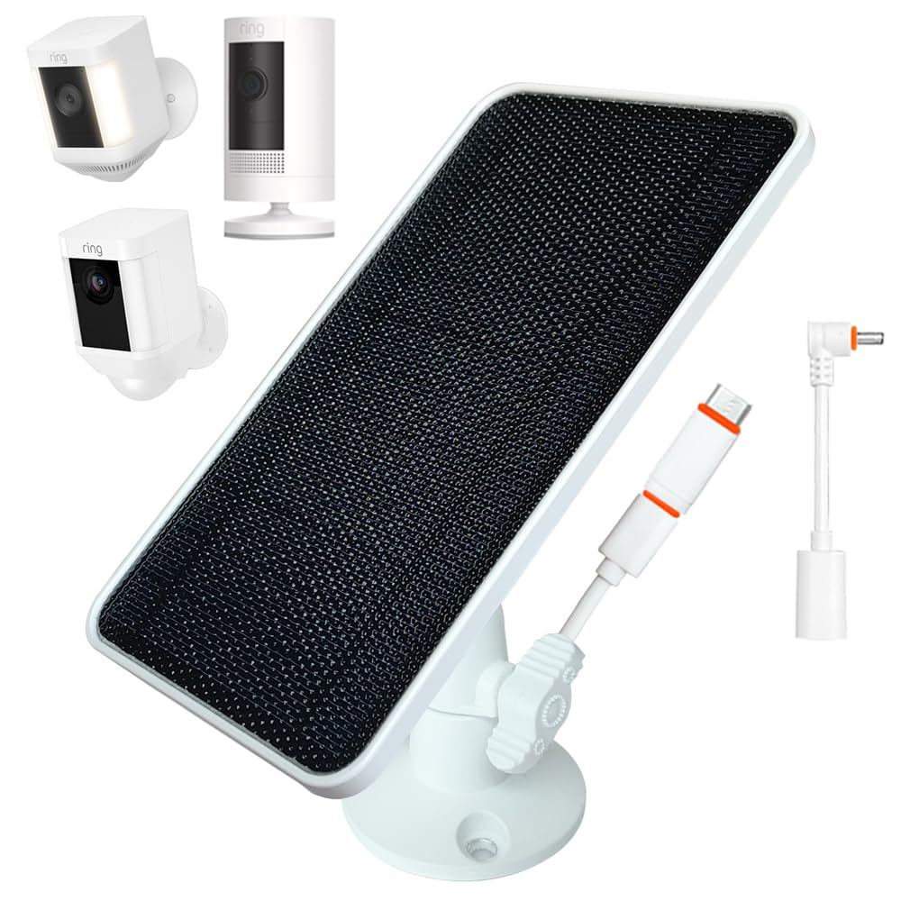 Solar Panel Charging For Ring Camera: Ring Spotlight Cam Plus/Battery, Stick Up Cam Battery, Jjmasee With 13Ft Weatherproof Usb