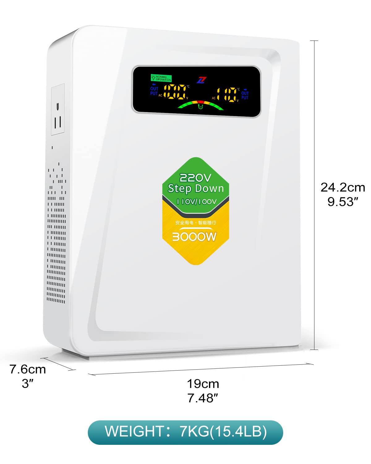 Power Converters 220V To 110V Step Down Transformer Voltage 3000W, No Noise, Ten Protection Functions, Suit For Air Fryer, Coffe