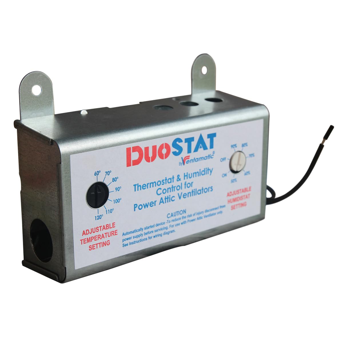 Ventamatic Xxduostat Adjustable Dual Thermostat/Humidistat Control For Power Attic Ventilators