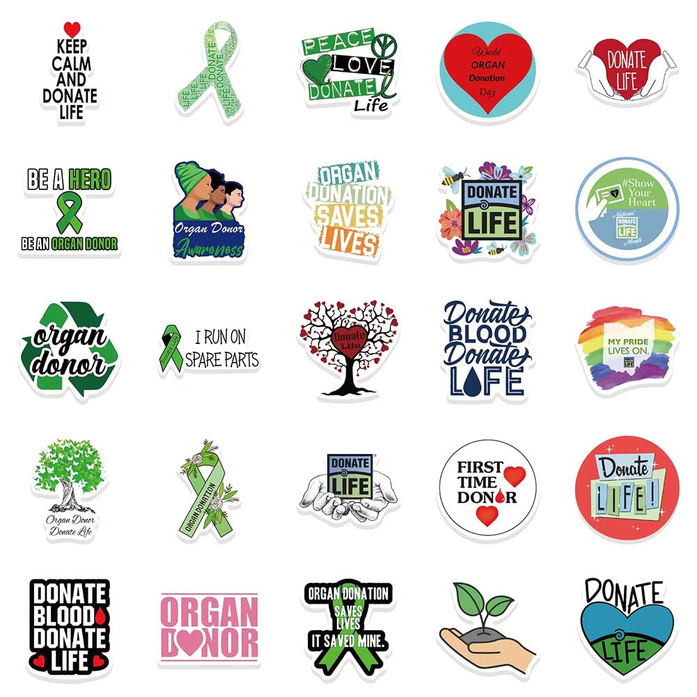 LICHI DECOR Donate Life Stickers - 50 Pcs Waterproof Vinyl Decals for Hardhat, Laptop, Water Bottles, Mobile Phone, Skateboard