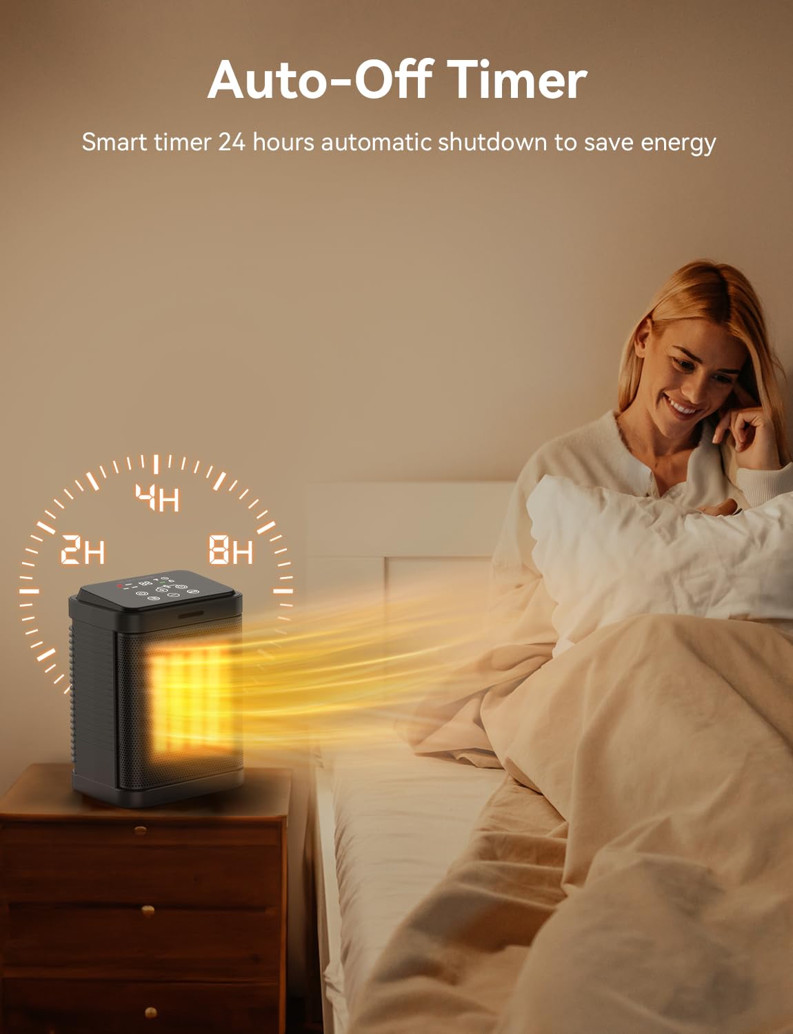 Space Heater, 1500W Ptc Ceramic Space Heater With 4 Modes, 24H Timer, Thermostat, Safety Quiet Heating, Multiple Protection, Por