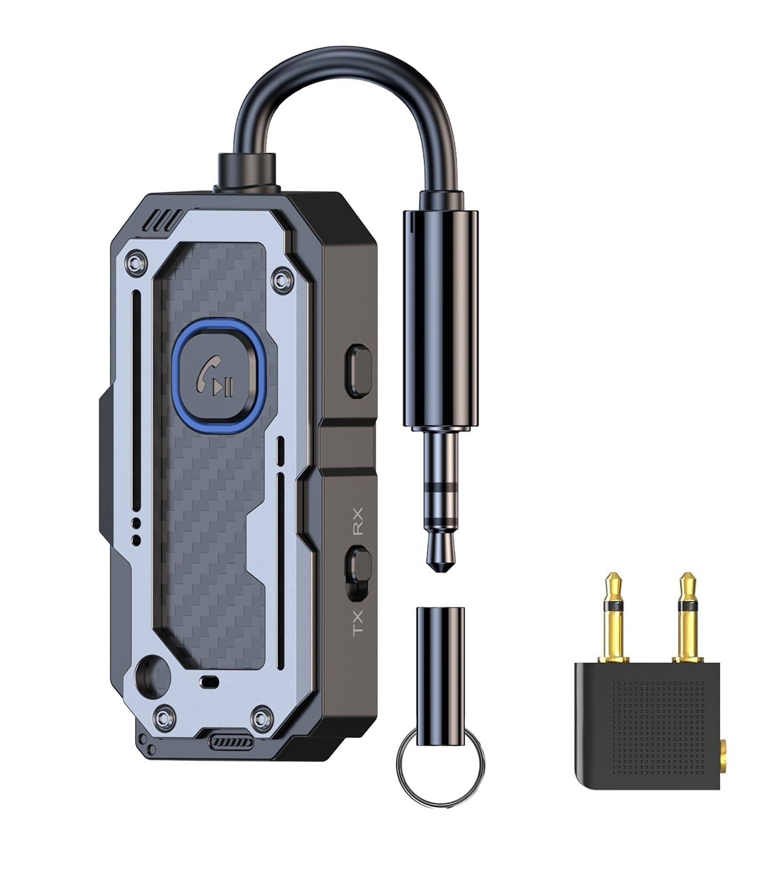 Bluetooth Transmitter Receiver Audio Adapter, Wireless Aux For 2 Headphones/Iphones, Use 3.5Mm Jack For Airplanes, Car Radio, Tvs, Pcs, Amplifiers, Home Stereos Audio Steaming, Hands Free Call
