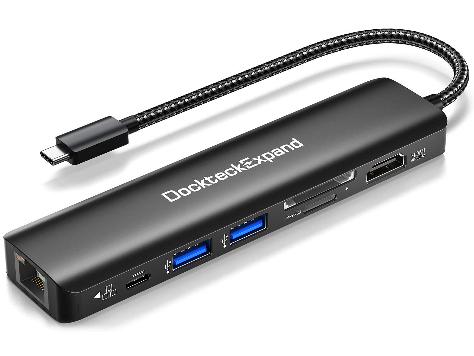 Usb C Hub Multiport Adapter, Dockteckexpand Usb C Dongle 7 In 1 With 4K 60Hz Hdmi Port, 1Gbps Ethernet, 100W Pd, 2 Usb 3.0 Ports