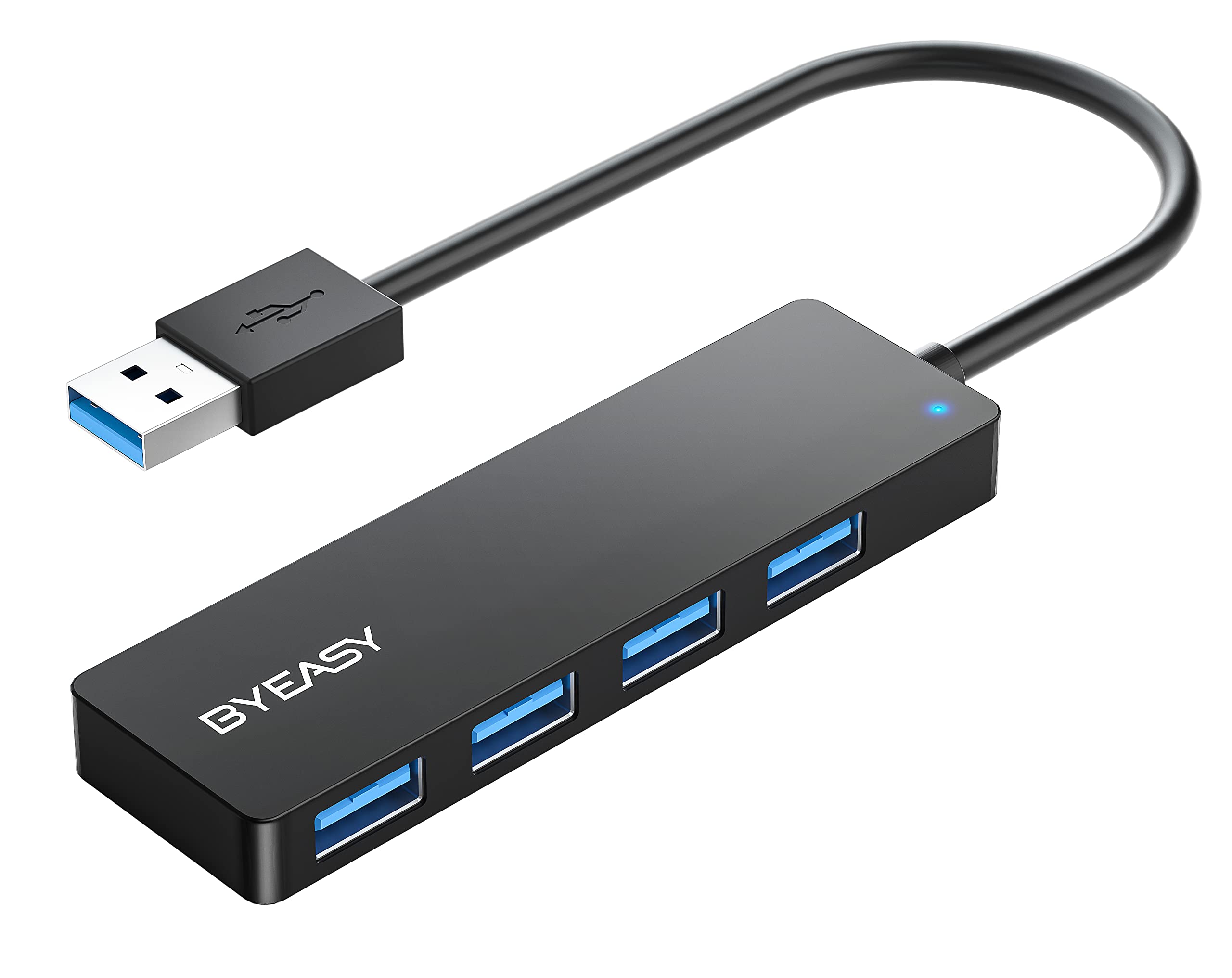 BYEASY USB Hub, Multiple USB 3.0 Hub, USBA Splitter for Laptop with Type C Power Port, Extender for Mouse, Keyboard, Flash Drive