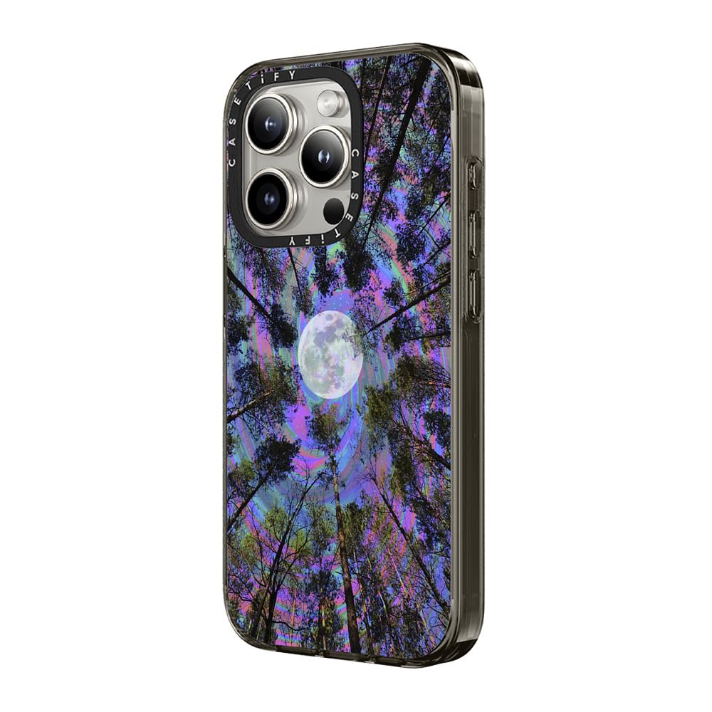 Casetify Compact Iphone 15 Pro Case [2X Military Grade Drop Tested / 4Ft Drop Protection]   Moon Swirl   Clear Black