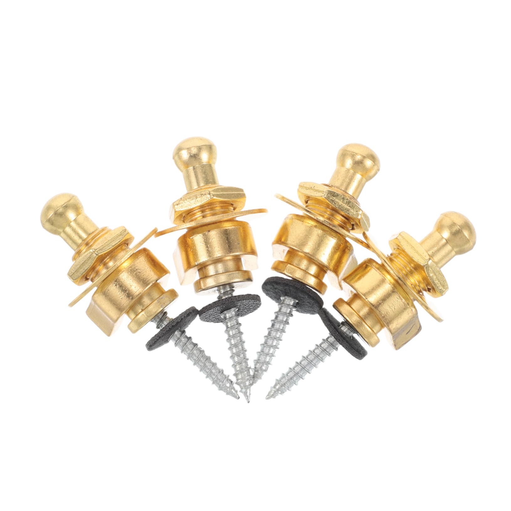 SUPVOX 4pcs Guitar Strap Lock Buttons Metal Lock System for Electric Bass Acoustic Guitars Easy Installation  Design Gold Finis