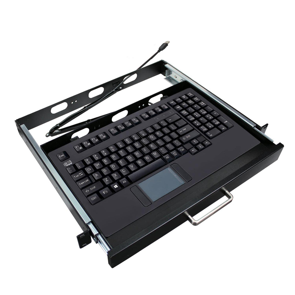 Adesso AKB-425UB-MRP 1U Rackmount Drawer with USB Touchpad Keyboard Which Designed for Server Rack or Cabinet,19 x 1.75 Inch