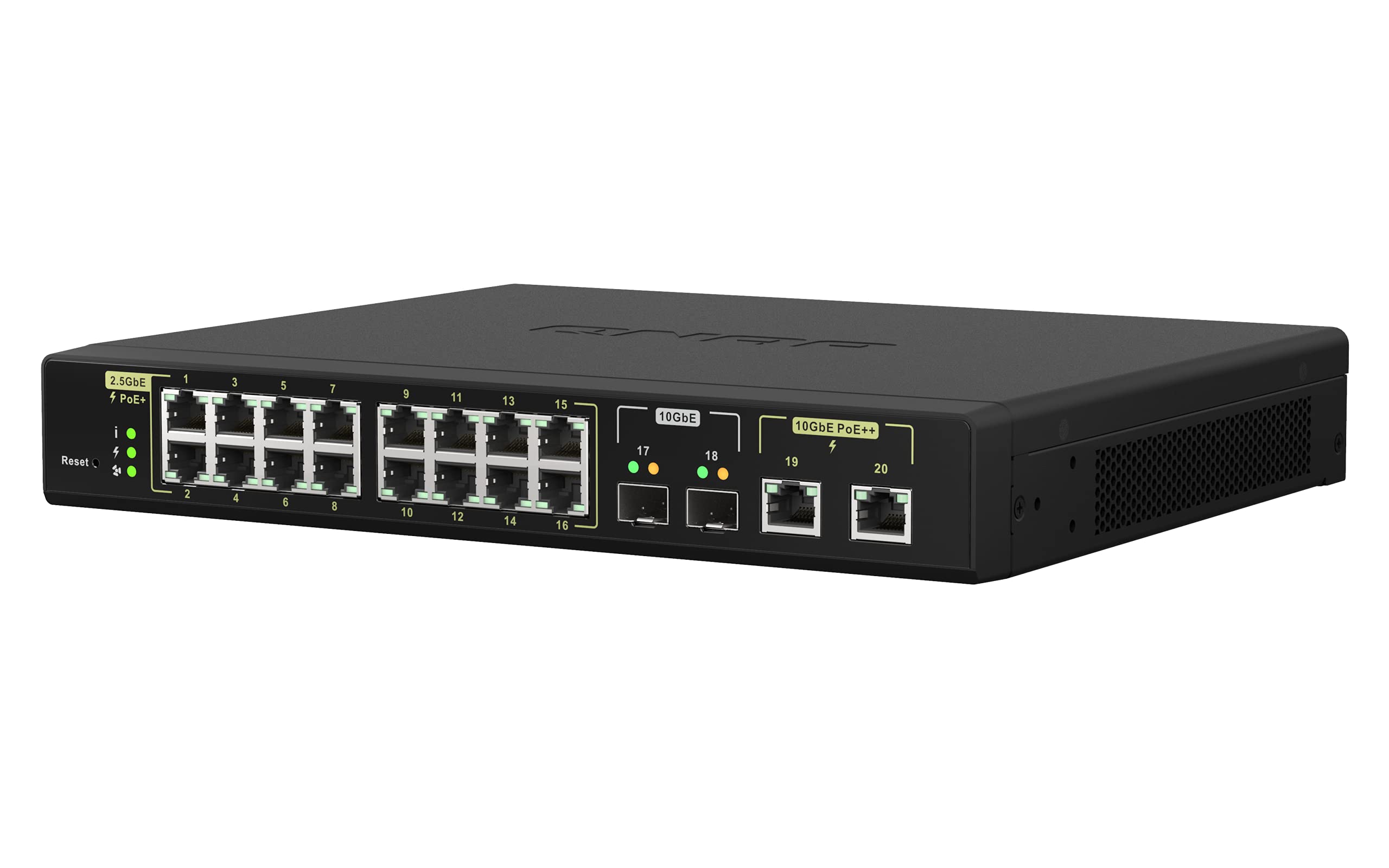 QNAP 20 Port 10GbE PoE++ and 2.5GbE PoE+ Managed Network Switch (QSW M2116P 2T2S US). Layer 2, Web Management