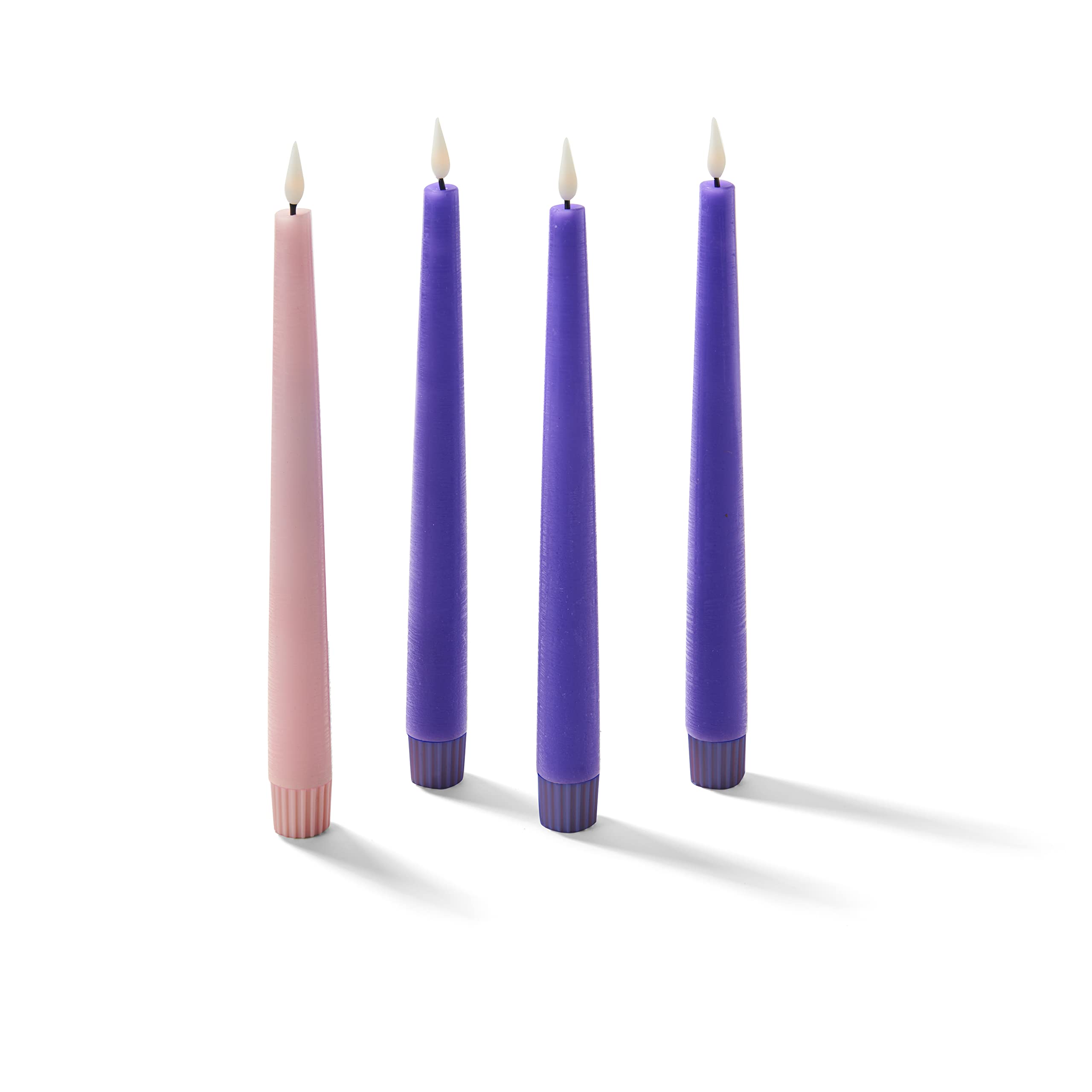 Lamplust Battery Operated Advent Candles Set Of 4, 9 Inch Purple & Pink Flameless Candles, Flameless Taper Candles For Advent Wr