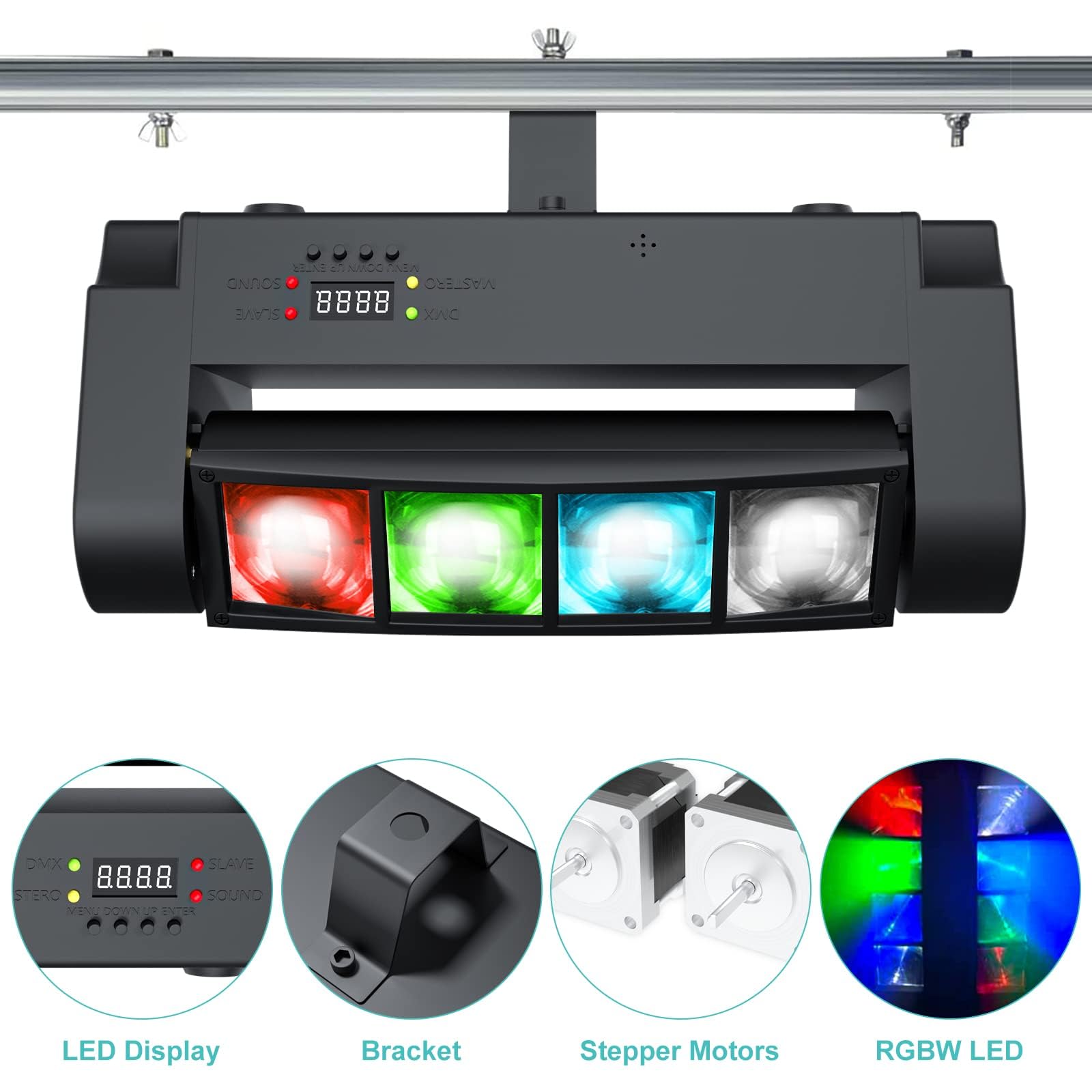 Betopper Stage Light, Moving Head Dj Light For Parties, Rgbw 8X3W Spider Led Light, Sound Activated & Dmx 512 Control For Party,