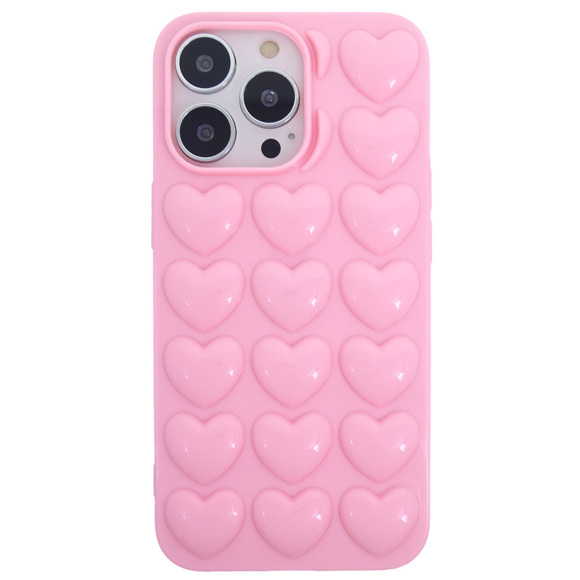 DMaos iPhone 13 Pro Max Case for Women, 3D Pop Bubble Heart Kawaii Gel Cover, Cute Girly for iPhone13 Pro Max 6.7 inch - Baby Pi