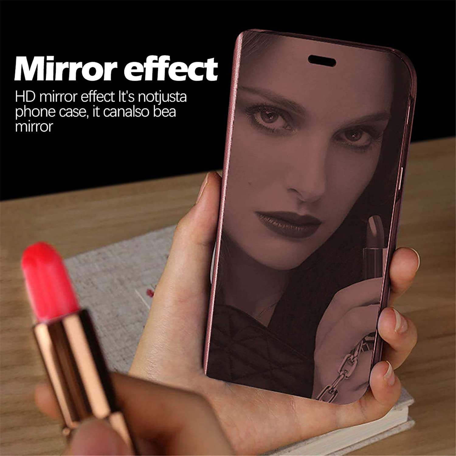 S22 Ultra Leather Case Compatible With Samsung Galaxy S22 Ultra 5G Phone Case Clear View Makeup Mirror Flip Cover, S22 Ultra Cas