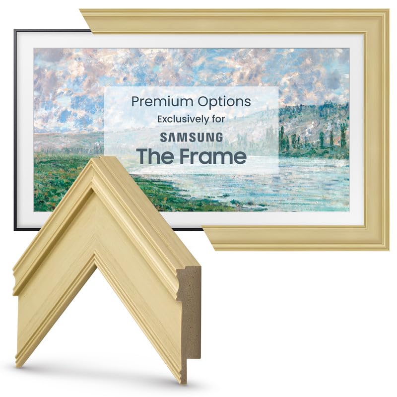 Frame My Tv Deco Tv Frames   Antique White Smart Frame Compatible Only With Samsung The Frame Tv (55', Fits 2021 2024 Frame Tv)