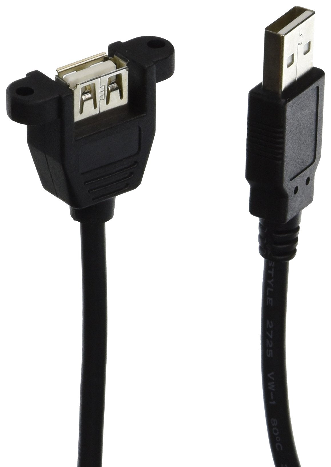 C2G Usb Cable, Usb Panel Mount, Usb 2.0 Cable, Usb A To A Cable, 2 Feet (0.60 Meters), Black, Cables To Go 28063